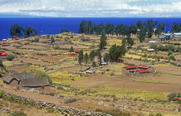 Isla Taquile in Lake Titicaca, Andean Highlands, Peru, South America, September 1997, vintage, retro, old, historic