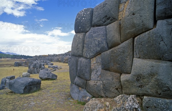 Remains of Saysayhuaman fortress, Cusco, Andean highlands, Peru, South America, September 1997, vintage, retro, old, historic