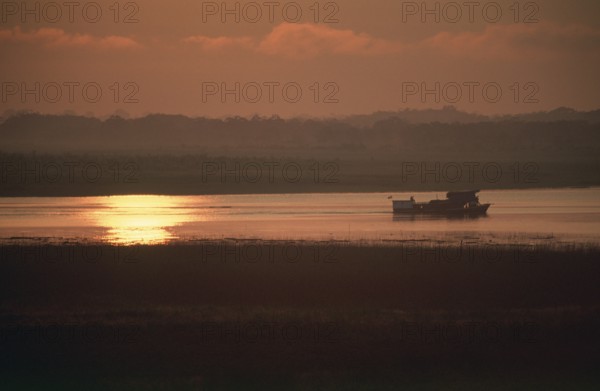 Sunrise over the Amazon, Iquitos, Peru, South America, September 1997, vintage, retro, old, historic