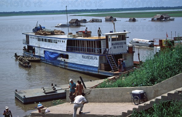 Ship, port, Amazon, Iquitos, Peru, South America, September 1997, vintage, retro, old, historic