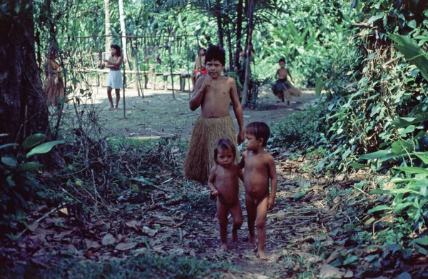 Children of a Yagua tribe near Iquitos, Peru, South America, September 1997, vintage, retro, old, historic