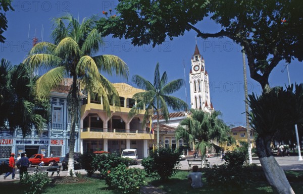 City center, church, Iquitos, Peru, South America, September 1997, vintage, retro, old, historic
