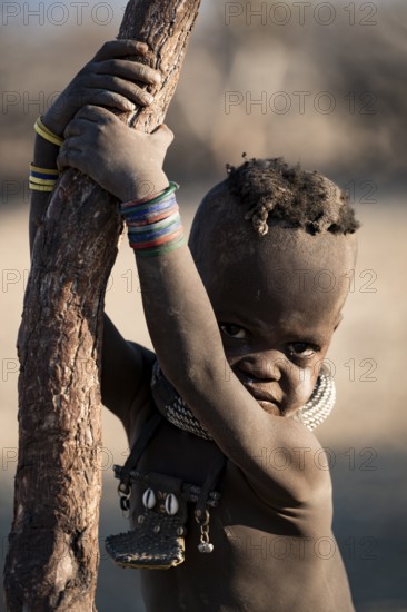 Portrait, Himba child, traditional Himba village, Kaokoveld, Kunene, Namibia