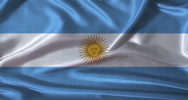 National flag of Argentina with cloth texture. Argentina flag with realistic texture background