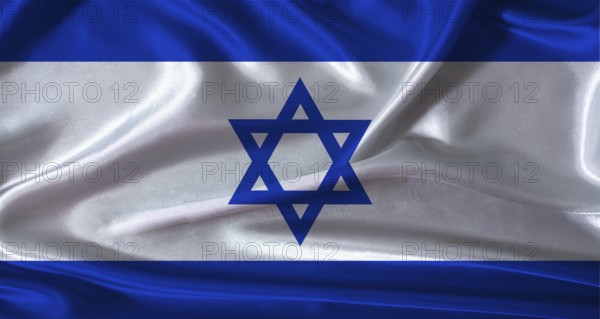 National flag of Israel with cloth texture. Israel flag with realistic texture background
