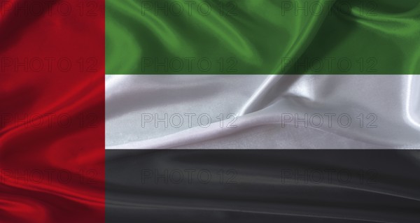 National flag of United Arab Emirates with cloth texture. United Arab Emirates flag with realistic texture background