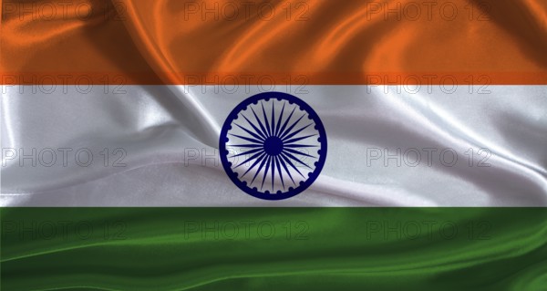 India flag with cloth textured background. National flag of India with realistic texture