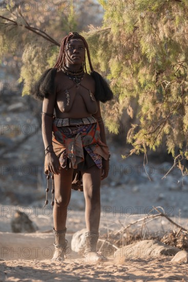 Himba woman, traditional Himba, Kaokoveld, Kunene, Namibia