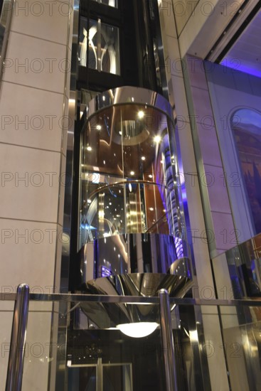 Glass lift on the Color Line ferry on the way to Norway