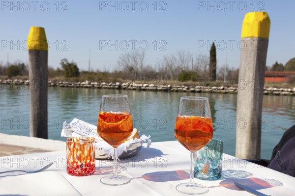 Aperitiv Spritz Aperol, Mazzorbo, Venice, Veneto, Italy