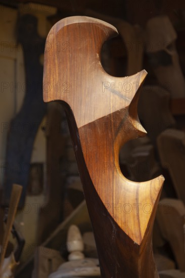 The Fórcola, the rowing fork is machined in a workshop, Venice, Italy