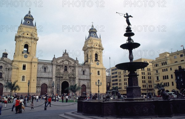 Cathedral, Plaza de Armas, Lima, Peru, September 1997, vintage, retro, old, historic