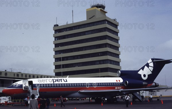 Aero Peru machine, airport, Lima, Peru, South America, September 1997, vintage, retro, old, historic