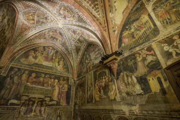 15th century frescoes in St. Catherine's Chapel, Collegiata di Santa Maria Assunta, Castell'Arquato, Province of Piacenza, Italy