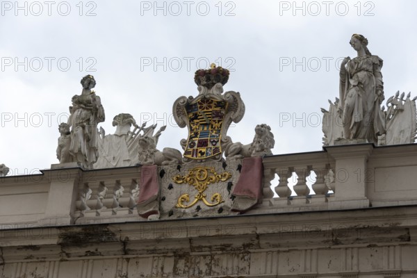 Coat of arms of the Dukes of Saxe-Altenburg, archway of the Altenburg Palace complex, Thuringia, Germany