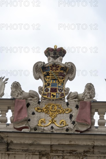 Coat of arms of the Dukes of Saxe-Altenburg, archway of the Altenburg Palace complex, Thuringia, Germany