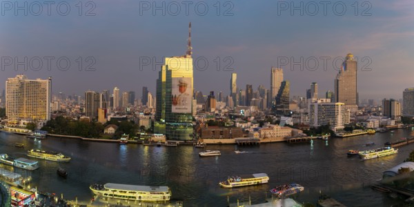 Panorama from IconSiam over Mae Chao Praya, Bangkok skyline, Thailand