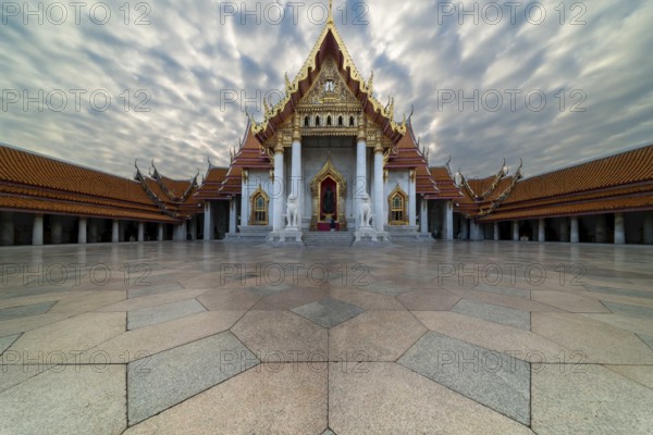Marble temple, made of Carrara marble, Wat Benchamabopit, back of Ubosot, Buddhist temple in the Dusit district, Bangkok, central Thailand, Thailand