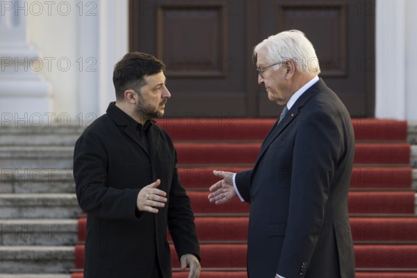 Volodymyr Selensky (President of Ukraine) and Frank-Walter Steinmeier (President of the Federal Republic of Germany) on arrival at Bellevue Palace, 15 December 2025