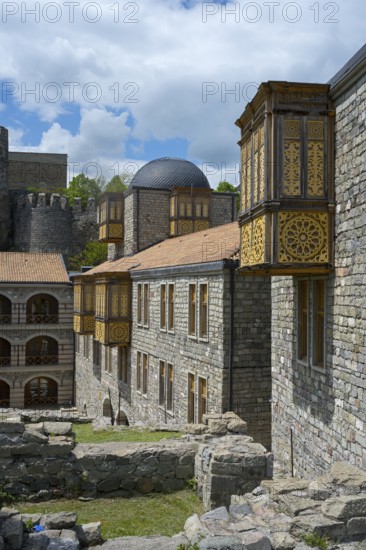 Stone architecture with decorative wooden elements and a dome in the courtyard, Rabati Fortress, Akhaltsikhe, Samtskhe-Javakheti region, Samtskhe-Javakheti, Georgia