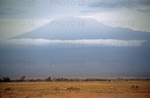 View of Mount Kilimanjaro from Amboseli National Park, Kenya, Africa, June 2000, vintage, retro, old, historic