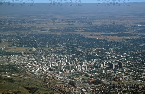 Aerial view, Harare, Zimbabwe, Africa, June 2000, vintage, retro, old, historic