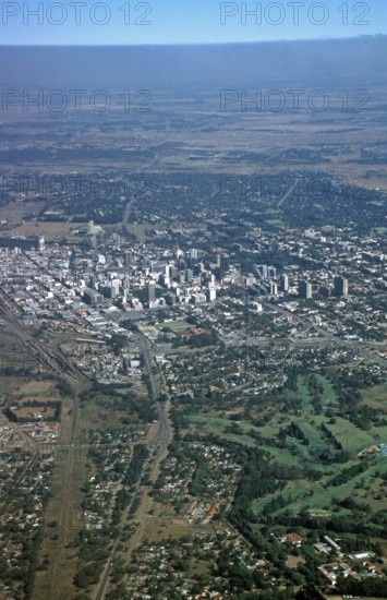 Aerial view, Harare, Zimbabwe, Africa, June 2000, vintage, retro, old, historic