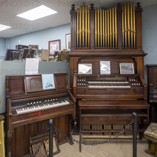 Tonopah, Nevada - The Central Nevada Museum. Museum exhibits explore the mining and ranching history of the area. Old organs from two Presbyterian churches are on display