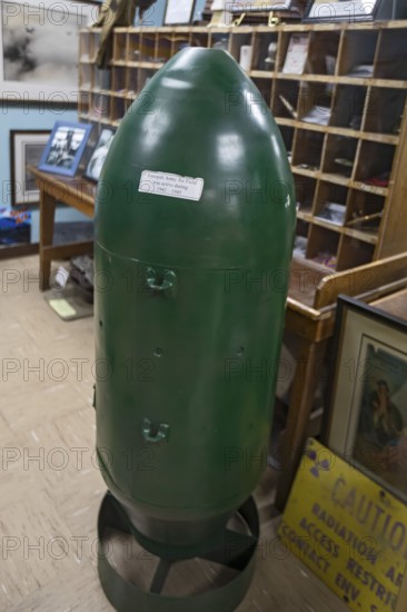 Tonopah, Nevada - The Central Nevada Museum. The museum displays a bomb casing from the Tonopah Army Air Field, which was a bombing and gunnery pracice range during World War II