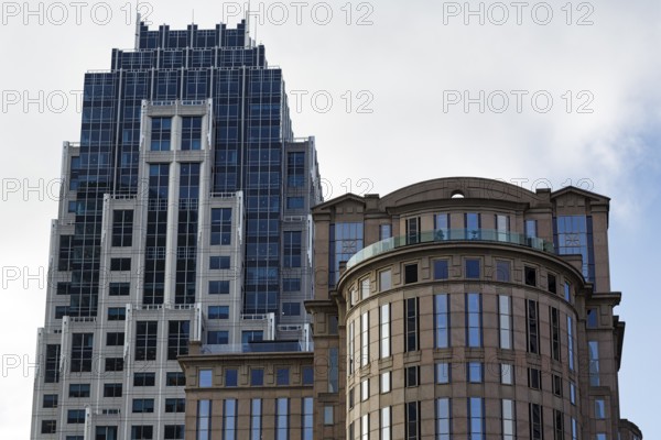 Modern architecture, façade detail, two office towers, State Street Financial Center, Financial District, Downtown, Boston, Massachusetts, New England, USA