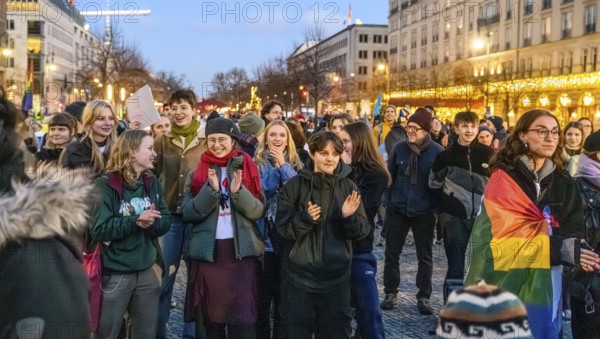Activists from Fridays For Future at Fridays for Future rally on the tenth anniversary of the Paris Agreement at Pariser Platz, Berlin, 12.12.2025