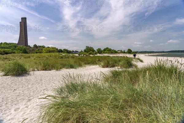 Dune landscape on the beach of the Kiel Fjord and the Laboe Naval Memorial, Schleswig-Holstein, Germany