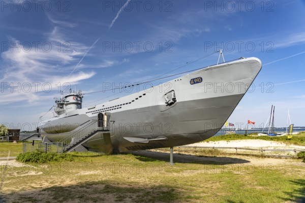 Technical Museum U 995 with the U-995 submarine from the Second World War on Laboe Beach, Schleswig-Holstein, Germany