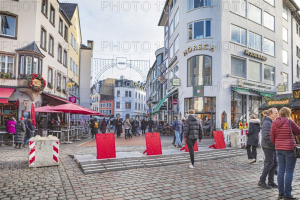 Security barriers at the Christmas market on Bottlerplatz in Bonn, Germany