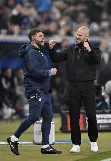 Goal cheers coach Christian Ilzer TSG 1899 Hoffenheim gesture PreZero Arena, Sinsheim, Baden-Württemberg, Germany