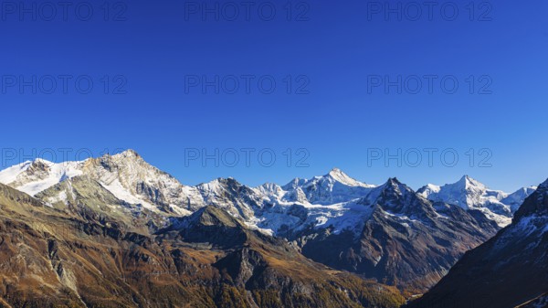 Snow-capped peaks of the Valais Alps, Val d'Anniviers, Canton of Valais, Switzerland