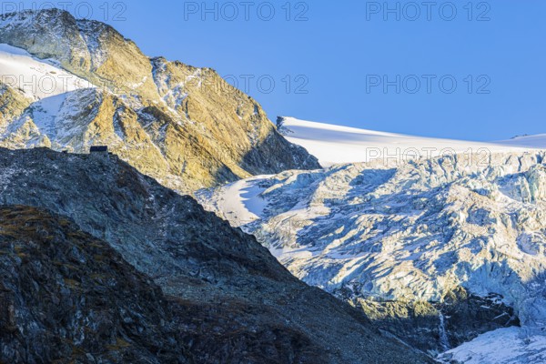 Moiry Hut and Moiry Glacier, Val d'Anniviers, Valais Alps, Canton of Valais, Switzerland