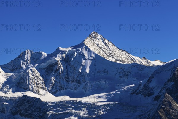 Snow-capped peak of Mount Zinalrothorn, Val d'Anniviers, Valais Alps, Canton of Valais, Switzerland