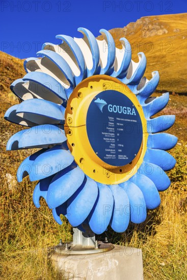 Illustration of a turbine at the power plant in the Lac de Moiry dam, Val d'Anniviers, Valais Alps, Canton of Valais, Switzerland