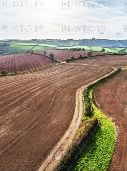 Colours of Devon Farms and Fields over Paignton and Berry Pomeroy from a drone, Totnes, England, United Kingdom