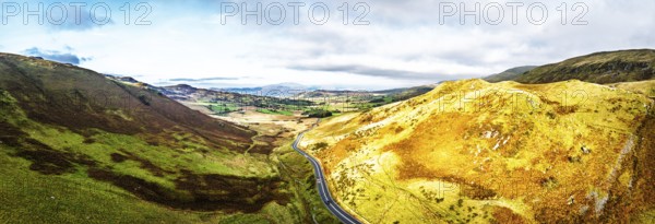 Autumn colours over Mach Loop from a drone, Minffordd, Tywyn, Wales, UK