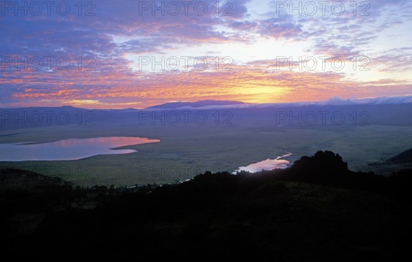 Sunrise over Ngorongoro Crater, Tanzania, Africa, June 2000, vintage, retro, old, historic