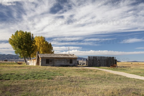 Alcova, Wyoming - A replica of Fort Seminoe, a trading post, is now part of the Mormon Handcart Historic Site. Emigrants on the Mormon Trail passed this site on their way to Utah in the mid-19th century