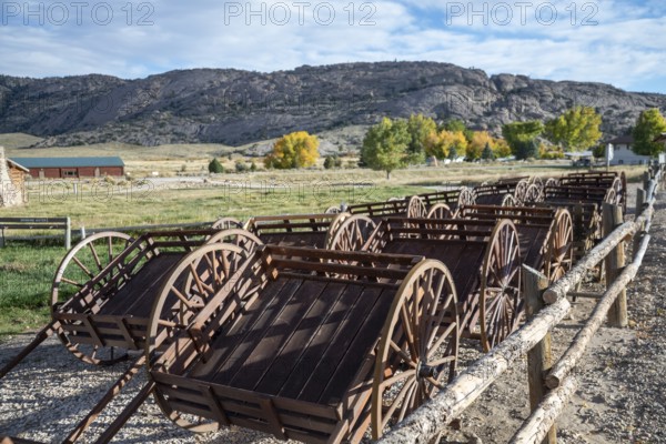 Alcova, Wyoming - The Mormon Handcart Historic Site. Emigrants on the Mormon Trail passed this site on their way to Utah in the mid-19th century. Handcarts are now used in reenactments of the emigrants' journey