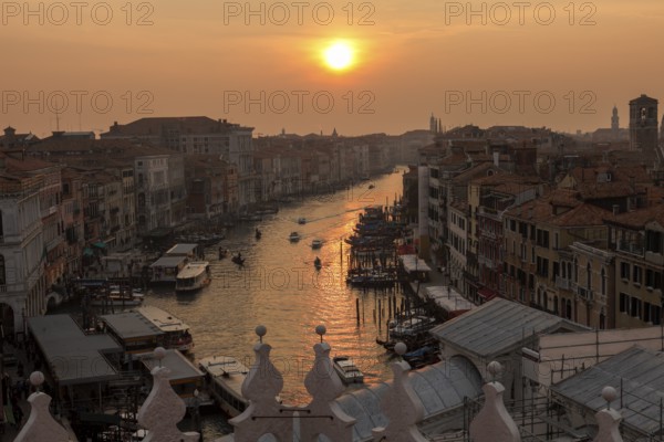 Grand Canal in the evening sun, Venice, Veneto, Italy