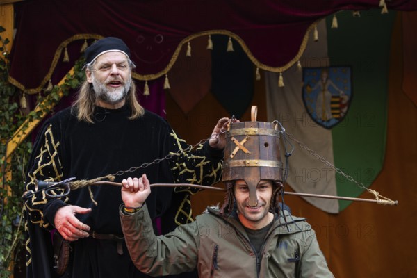 Alchemist, medieval clothing, medieval market, city of Esslingen, district of Esslingen, Baden-Württemberg, Germany