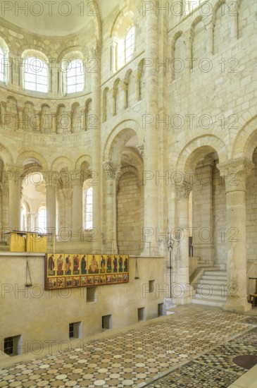 Marble floor in opus sectile technique (lat. cut work), Abbey of Fleury, Saint-Benoît-sur-Loire, Département Loiret, France