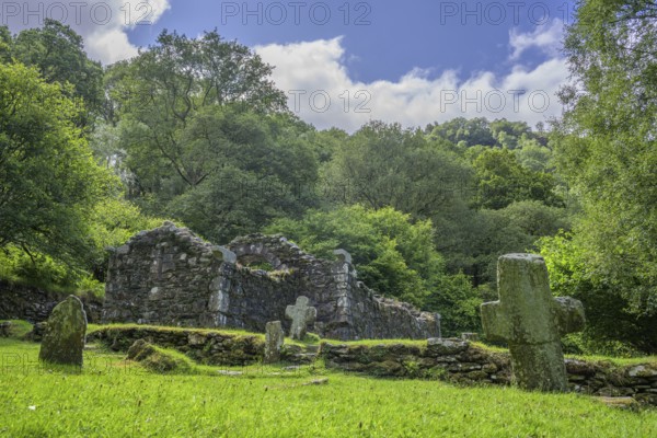 Ruins of St. Kevin's Cell, Wicklow Mountains National Park, Glendalough, Brockagh, County Wicklow, Ireland