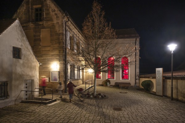 Synagogue in evening lighting, Ottensoos, Middle Franconia, Bavaria, Germany