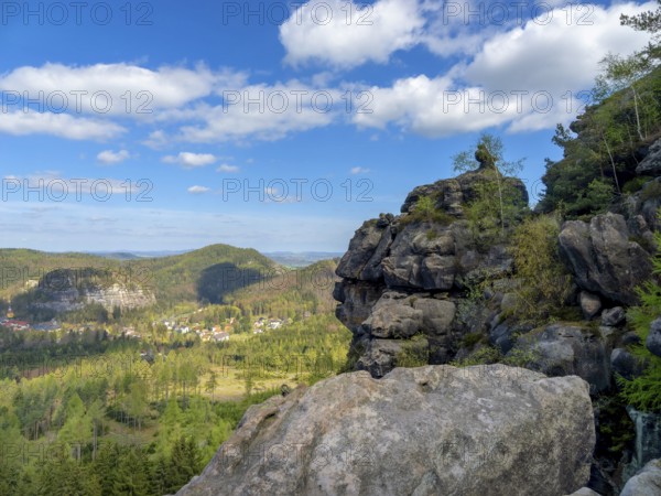 Rocks and views of the countryside on Oybin, Zittau Mountains, things, Germany
